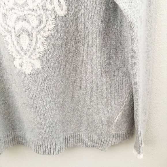 MINT VELVET | Alpaca Blend Gray Jumper Off White Damask Medallion | Size 14 - Picture 4 of 9
